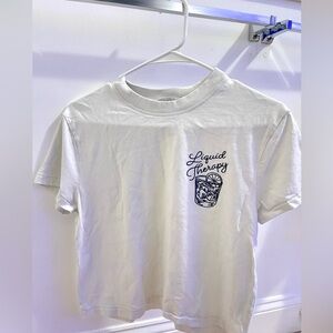 White cotton with Liquid Therapy graphic style t-shirt